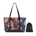 thumbnail image 7 of FORMRS Canvas Laptop Tote Bag for Women with 15.6" Computer Compartments Shoulder Handbag, Blue Vibrant Leaves Pattern, 7 of 7