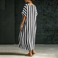 thumbnail image 6 of Jaunzuar Maxi Dresses for Women Striped Print Short Sleeve Summer Dresses Casual Everyday Wear Flowy Dresses with Pockets, S-2XL, 6 of 7