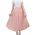 thumbnail image 3 of SWSMCLT Women's Pleated Skirt High Waisted Fall Smocked Beach Casual Holiday Long Summer Aline Layered Elastic Peach 8-10, 3 of 4