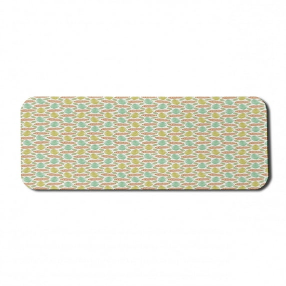 Abstract Computer Mouse Pad, Nordic Ethnic Ocean Ovals Geometric Retro Funky Ovals Swirls Pattern, Rectangle Non-Slip Rubber Mousepad Large, 31" x 12" Gaming Size, White and Multicolor, by Ambesonne