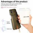thumbnail image 2 of Compatible for iPhone XS Max Zipper Wallet Case with Card Holder, Rotation Ring Kickstand Case, PU Leather Card Slots RFID Blocking Protection Phone Case Shockproof Cover, Armygreen, 2 of 10