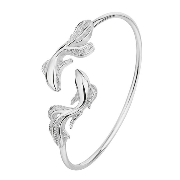 SUSHANG Pisces Bracelet Elegant Open Bracelet Ladies Personality Trend Double Bracelet Copper Plated Real Gold Fish Bracelet