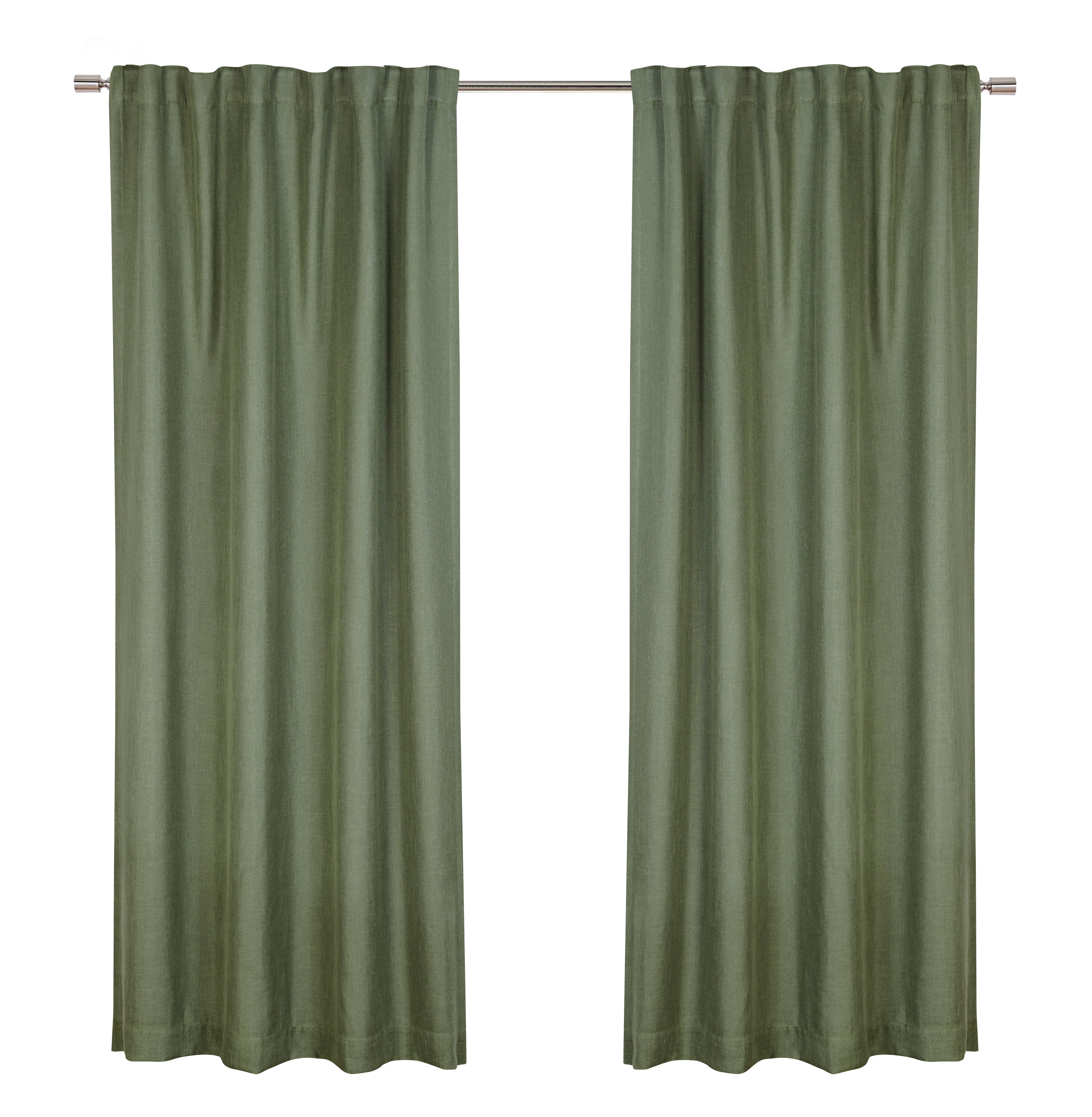 Better Homes & Gardens Linen Blend Curtain, Single Panel, Dark Cilantro, 50" W x 84" L