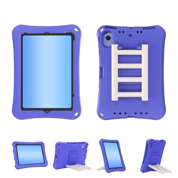 Kids Case for Apple iPad mini 6th 7th Generation 8.3 Inch, Silicone Lightweight Kids Friendly Kickstand Handle Cute Ladder Design Bumper Back Cover for iPad Mini 6/ iPad Mini 7 (A17 Pro), Purple