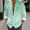 thumbnail image 1 of Camisa de manga larga con botones y solapa de estilo hawaiano con estampado 3D de mariposas para hombre, de color liso, de moda, de talla grande, 1 of 6