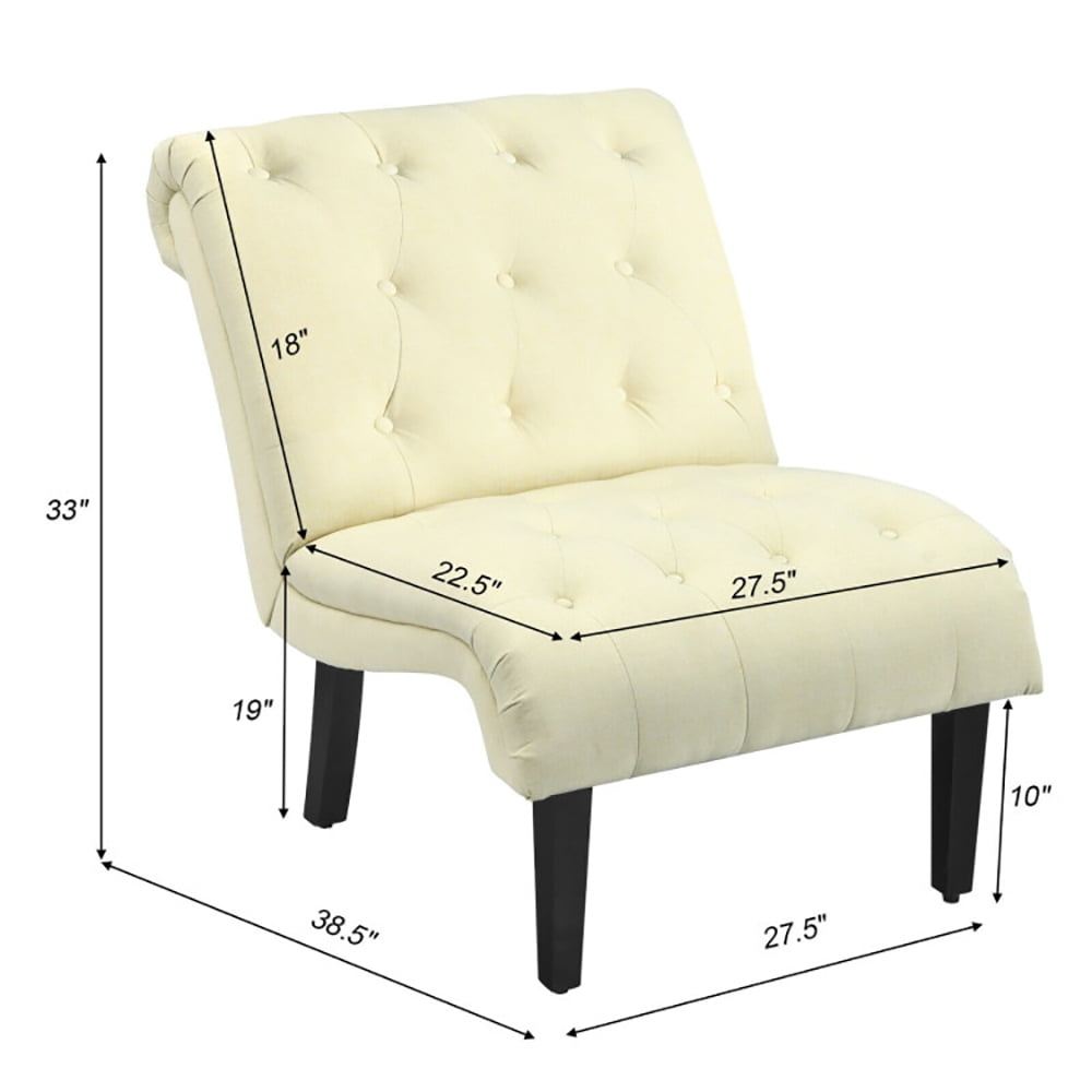 Finihen Armless Accent Chair, Cotton Linen Fabric Armless Accent Chair with Adjustable Foot Pads, for Living Room, Bedroom, Beige Finihen Armless Accent Chair, Cotton Linen Fabric Armless Accent Chair with Adjustable Foot Pads, for Living Room, Bedroom, Beige