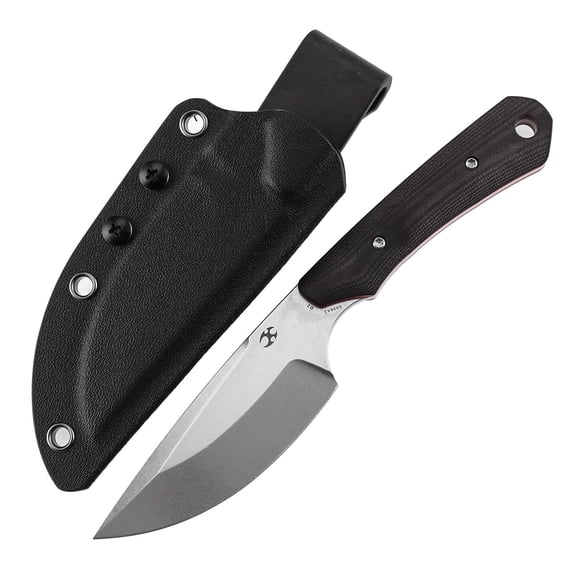 KANSEPT Fixed Blade Knife Flank, D2 Steel Black and Red G10 Handle Pocket Tactical Knives, G006A2