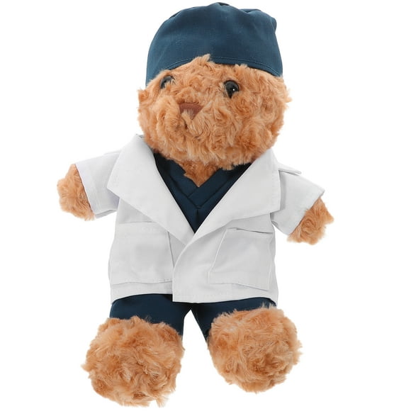 Muñeco de oso de peluche disfrazado de médico, oso de peluche suave, estatua de oso de peluche médico, muñeco de peluche decorativo, oso médico