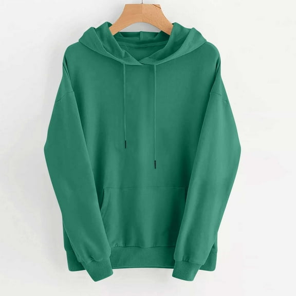 Women's Basic Pullover Hoodie Solid Color Long Sleeve Casual Comfort Wear