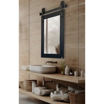 Rayne Mirrors Rayne Accent Mirror With Steel Barn Door Rail