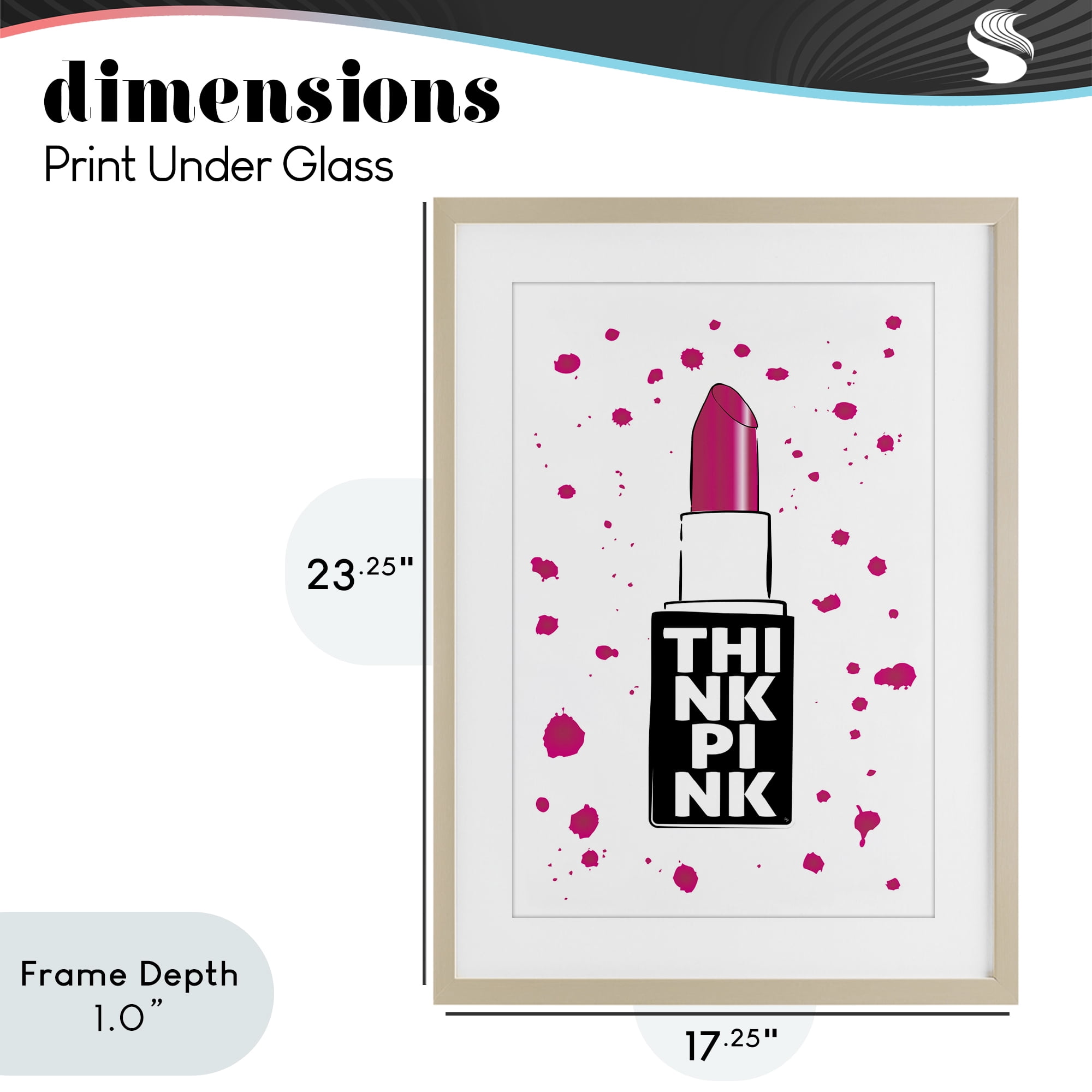 Stupell Industries Think Pink Lipstick Birch Framed Print Under Glass, design by Martina Pavlova