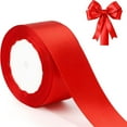 thumbnail image 3 of BinKFF 1.57 Inch x 25Yards Wide Red Satin Ribbon Solid Fabric Large Ribbon for Cutting Ceremony Kit Chair Sash Table Hair Car Bows Sewing Craft Gift Wrapping Wedding Party Decoration, 3 of 3