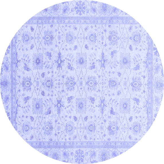 Ahgly Company Indoor Round Oriental Blue Modern Area Rugs, 3' Round