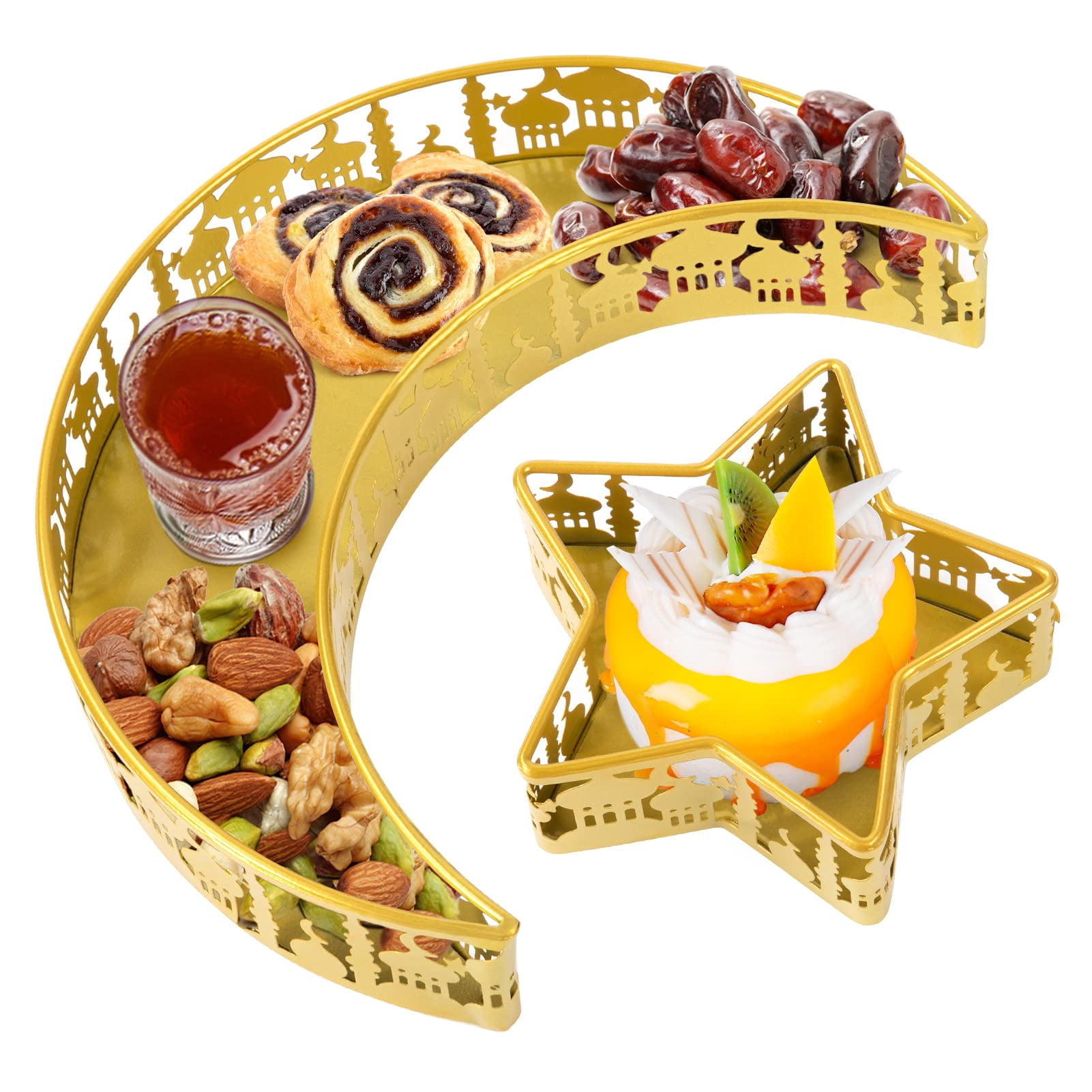 Bandejas de servir ANPHSIN Moon Star Shape Iron para Ramadán | Walmart ...