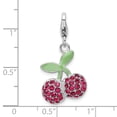 thumbnail image 2 of Auriga 925 Sterling Silver RH Enameled 3-D Cherries w/Lobster Clasp Charm for Women (L-20mm, W-15mm), 2 of 6