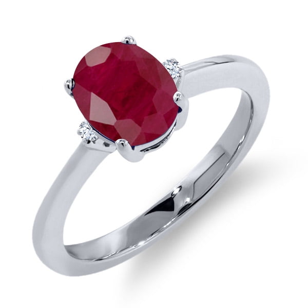 1.93 Ct Oval Red Ruby White Topaz 925 Sterling Silver Ring by