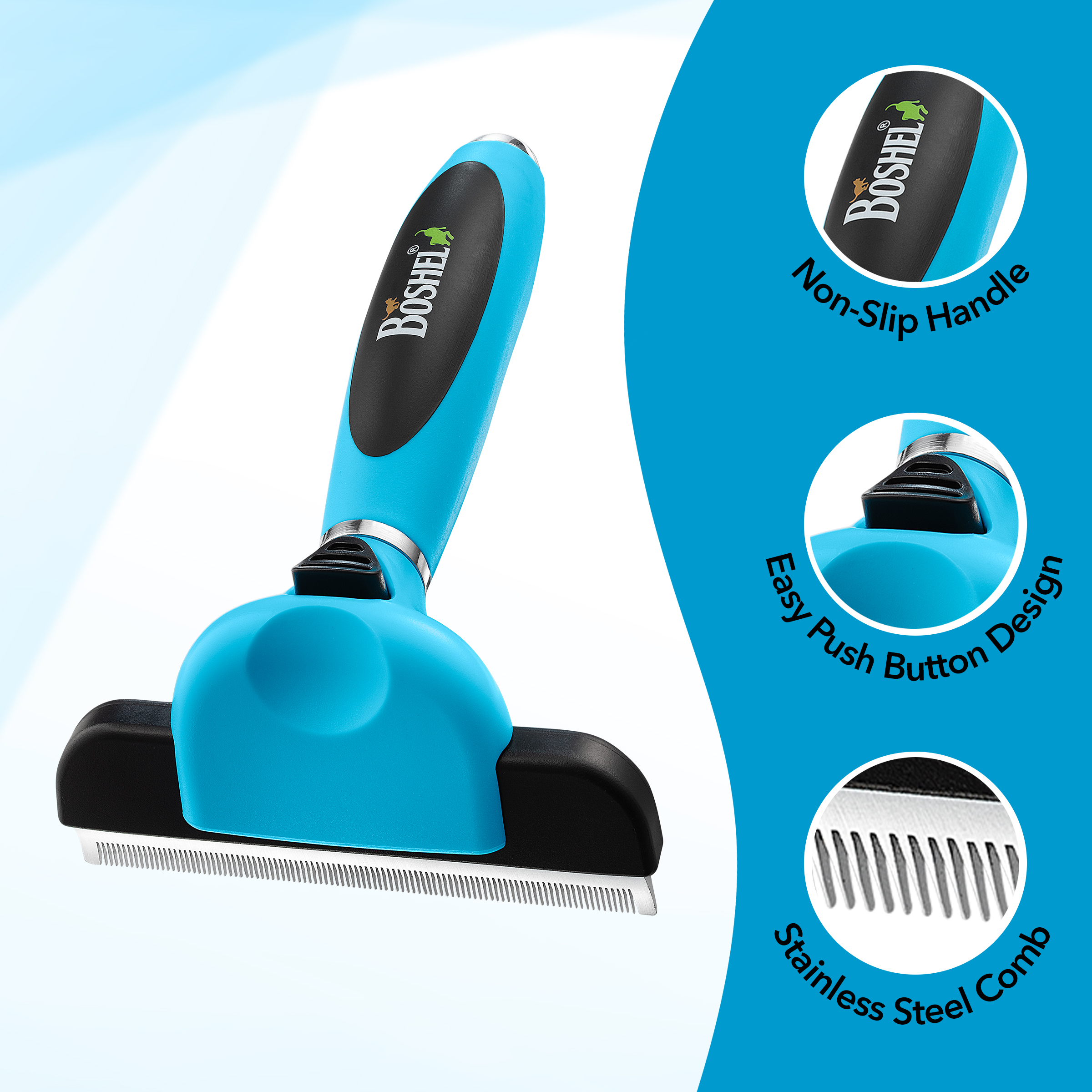 BOSHEL De-Shedding Brush for Dogs with Anti-Slip Handle photo 5