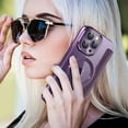 thumbnail image 7 of Allytech Wallet Case for iPhone 14 Pro with Card Slots & Lens Protector, Compatible with MagSafe, Slim Shockproof Anti-Scratch Clear Back Panel [RFID Blocking] Case - Purple, 7 of 7