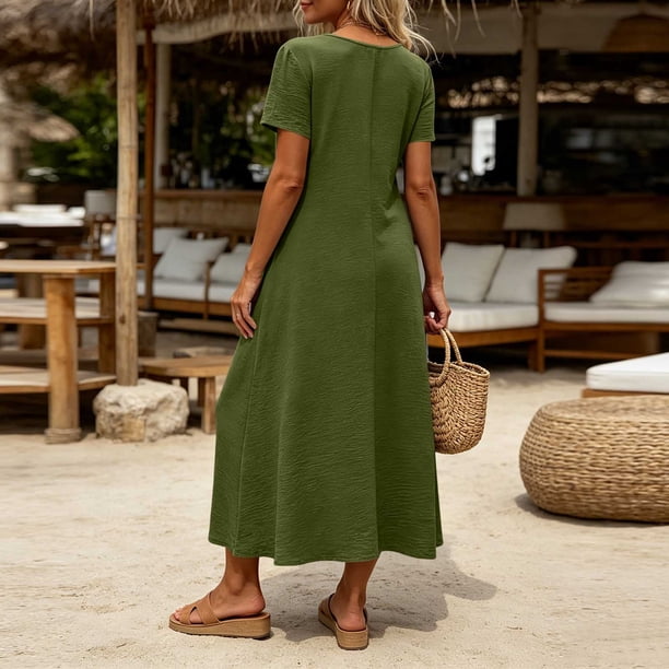 olive green t shirt dress Women's Hudson T-Shirt | Fair Trade Ideal for womens casual wardrobe Maxi T-Shirt Dress for Women