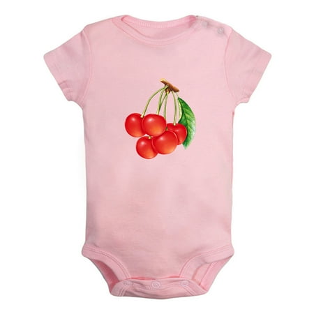 

Fruit Cherry Image Print Rompers For Babies Newborn Baby Unisex Bodysuits Infant Jumpsuits Toddler 0-24 Months Kids One-Piece Oufits (Pink 0-6 Months)