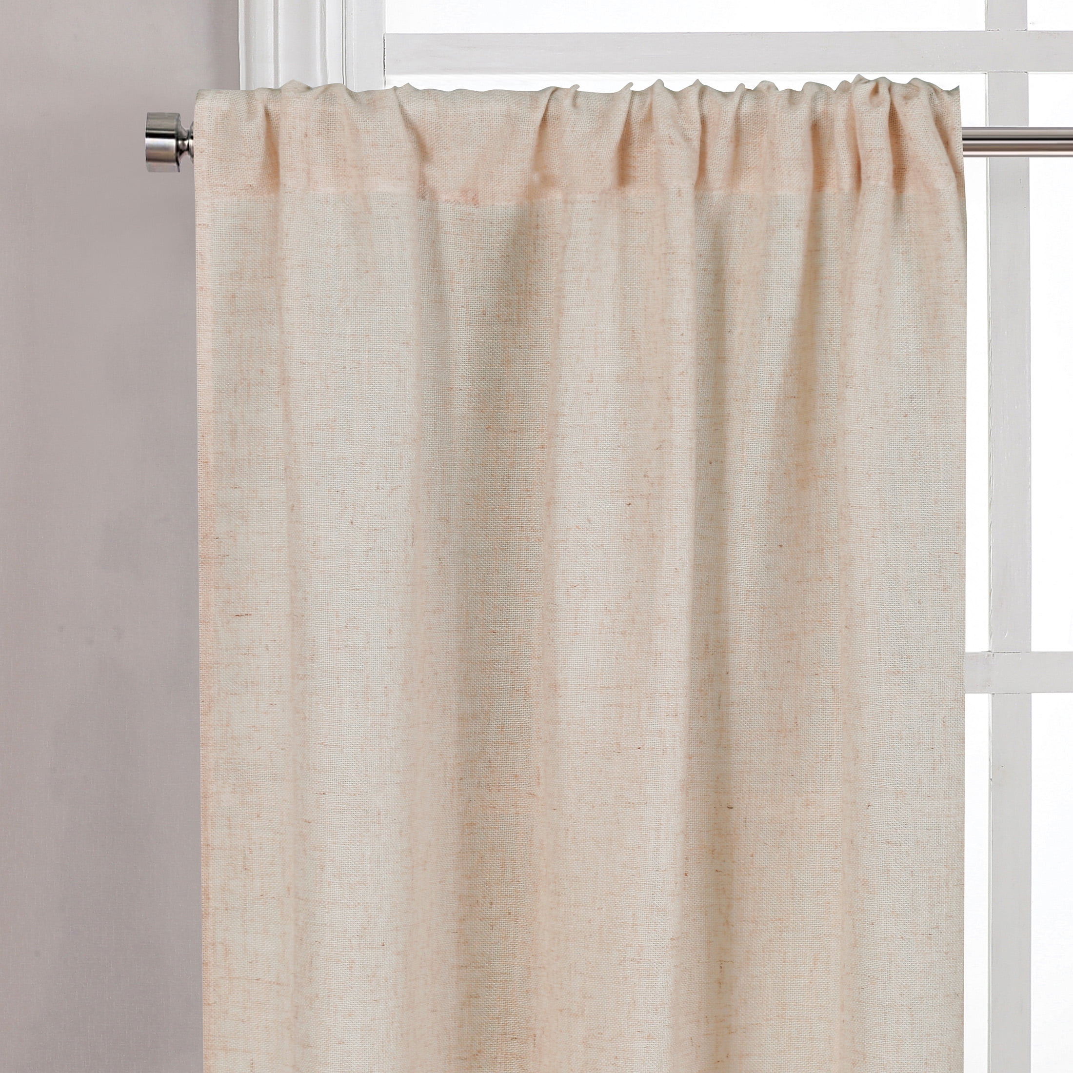 Better Homes & Gardens Linen Blend Light Filtering Rod Pocket Kitchen Curtain Tiers and Valance Set, 3 Panels, Papyrus Beige, 60 x 36 in