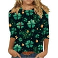 thumbnail image 5 of Mceream Chemise à Manches 3/4 pour la Saint-Patrick, Blouses à Col Rond pour Femmes, T-Shirts Graphiques Trèfle Irlandais Décontractés, Tuniques d'Été Amusantes, Hauts de Festival Grande Taille Vert XXXXXL, 5 of 5