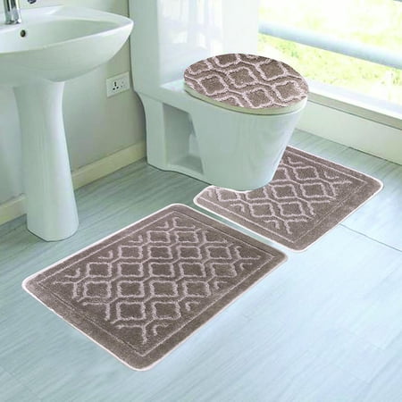 Catherine 3-Piece Mega Size Bathroom Mat Set, Silver | Walmart Canada