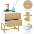 thumbnail image 5 of Finmind Striped 2-Drawer Nightstand: Modern End Table & Bedroom Organizer, Wood & White, 5 of 7
