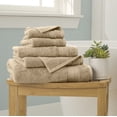 thumbnail image 3 of WelHome 100% Cotton 6-Piece Ultra SOFT TWIST Towel Set, Tan, 600 GSM, 2 Bath Towels 30" x 54", 2 Hand Towels, 2 Washcloths, Highly Absorbent, Bathroom Towel For Everyday Use, 3 of 11