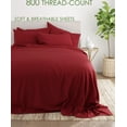 thumbnail image 2 of 24-INCH EXTRA DEEP POCKETS - 6 PC Short King Sheet Set - (Extra Pillowcases, Fitted & Flat) 800-Thread-Count 100% Egyptian Cotton, Soft Breathable - Long Staple 800TC Cotton- Burgundy, 2 of 7