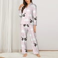 thumbnail image 3 of Kll Cute Panda Print Women'S Long Sleeve Pajamas With Pants Sleepwear Loungewear 2 Set-Medium, 3 of 9