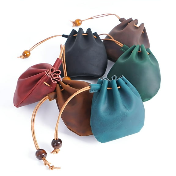 GJX Leather Pouch Coin Drawstring Pouches Small Men Bag Pirate Belt Mens Purse