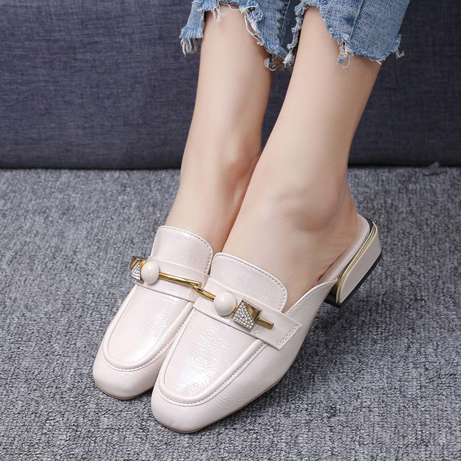 Womens Mules Flats Square Head Toe Backless Loafers Slip On Slides Sandals Women's Shoes under $30 - Walmart.com