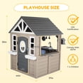 thumbnail image 5 of AiKidKit Kids Outdoor Playhouse, Wooden Playhouse with Play Kitchen, Working Doorbell, Bird Cage, Pet Door, Backyard Casa de CampañA Para NiñOs Country Style, Gray & Beige, 5 of 13