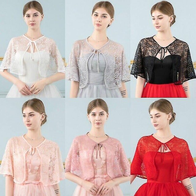 Mujer encaje encogimiento de hombros Bolero capa nupcial cubrir abrigo Tippet accesorio de boda