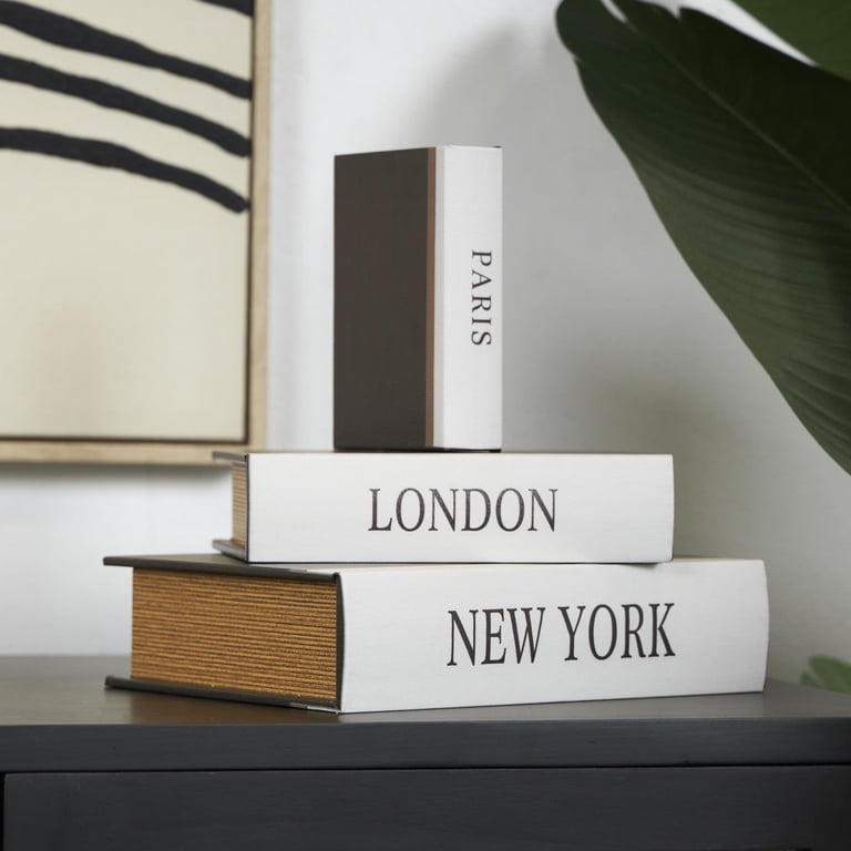 DecMode Wooden Decorative Box Set with Typography Storage Faux