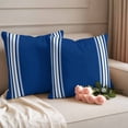 thumbnail image 2 of Blue Striped Outdoor Pillow Covers, Waterproof Decorative Throw Pillowcases Set of 2, Farmhouse Blue White Stripes Couch Cushion Cases with Zipper for Outside Patio Garden Sofa 16"x16", 2 of 9