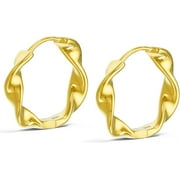 ZEZH Gold Earrings Small Hoop Earrings For Women Girls 18k Gold Plated 925 Sterling Silver Mini Huggie Earring 12mm