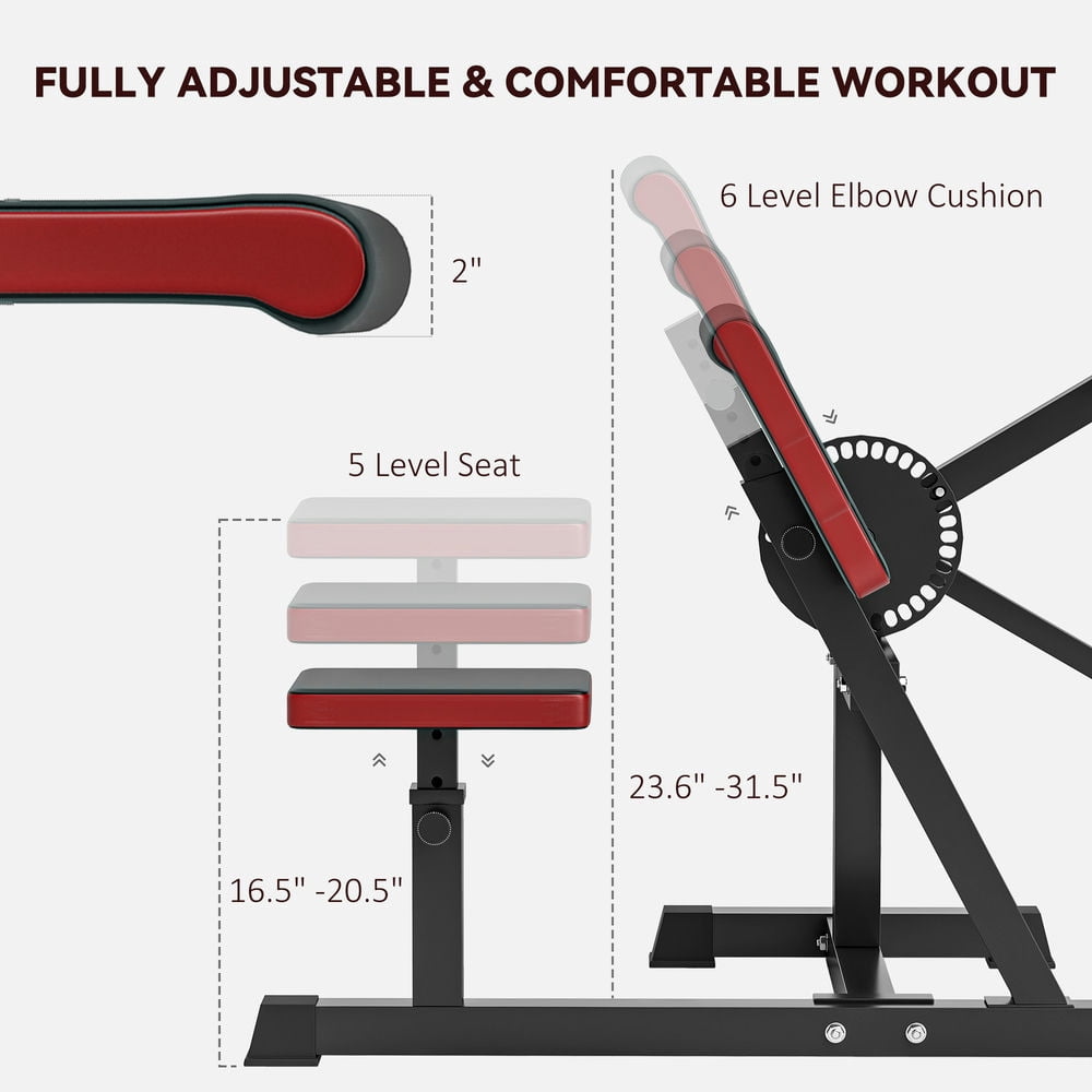 Spaco 2-in-1 Bicep Preacher Curl Bench with Adjustable Seat and Elbow Cushion, Plate Loaded Bicep Curl Machine, Tricep Extension Machine for Home Gym, Black