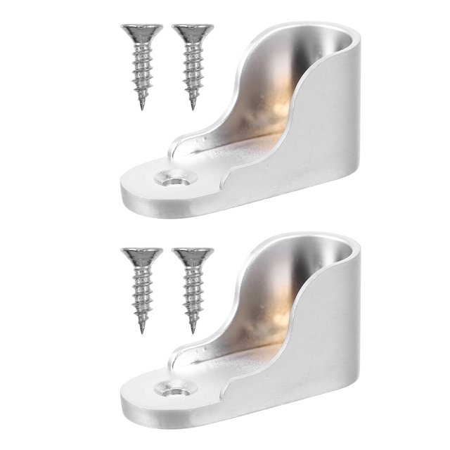 2 soportes de varilla con brida de aleación de zinc para armarios, asientos de varilla gruesos (plateados)