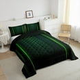 thumbnail image 3 of jejeloiu Modern Abstract Geometric Queen Comforter Set,Neon Honeycomb Pattern Bedding Sets,Green Hexagon Striped Bedding Comforter Set For Boys Kids,Microfiber Bedroom Decor Reversible,3pcs, 3 of 8