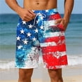 thumbnail image 2 of BVnarty Men's Summer Vacation USA Printed Shorts, 4th of July Holiday Design, Quick Dry Elastic Drawstring Waist Men's Swim Wear Dark Blue XXL, 2 of 6