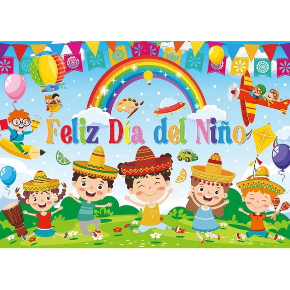 Feliz Dia Del Niño Backdrop Mexican Children's Day Background Colorful Mexican Fiesta Childrens Student School Classroom Party Decorations Banner