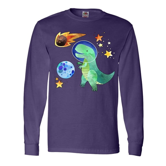 Inktastic Tyrannosaurus Rex Vs. Meteor Fun Space Dinosaur Long Sleeve T-Shirt