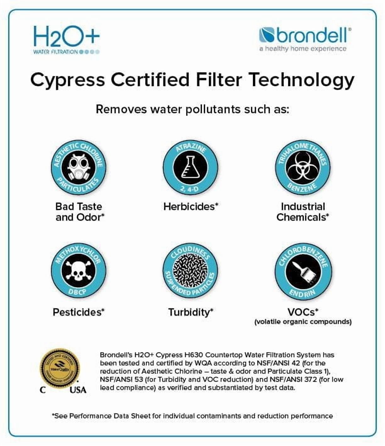 Système de filtration d'eau H2O+ Cypress de Brondell de comptoir