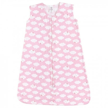 Luvable Friends Baby Girl Sleeveless Jersey Cotton Sleeping Bag, Sack, Blanket, Girl Clouds Jersey, 6-12 Months