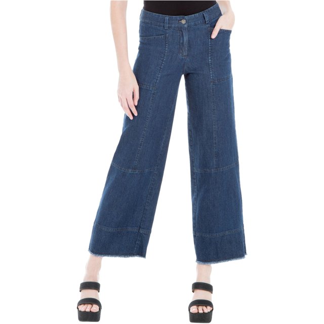 Max Studio London Jeans de pierna ancha para mujer, azul, 25 corto