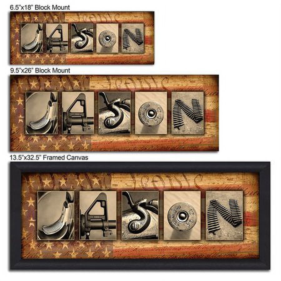 Personalized Firearm Guns Name Canvas Wall Art, Live Previews, Choose Each Photo, Multiple Options