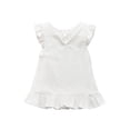 thumbnail image 4 of zbxnLI Baby Girls Cotton Linen T Shirts for Kids Casual Short Sleeve Ruffle Hem Solid Color Summer Cute Outfits, 4 of 7