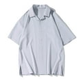 thumbnail image 1 of Camisetas Elvqul de Hombre Gris Economicas Manga Corta Botones Liso Solapa, 1 of 6